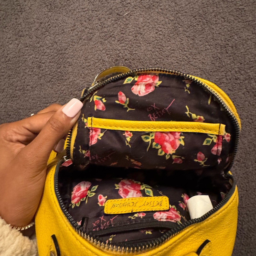 Betsey Johnson Yellow Quilted Mini Backpack with Dog - Picture 6 of 7